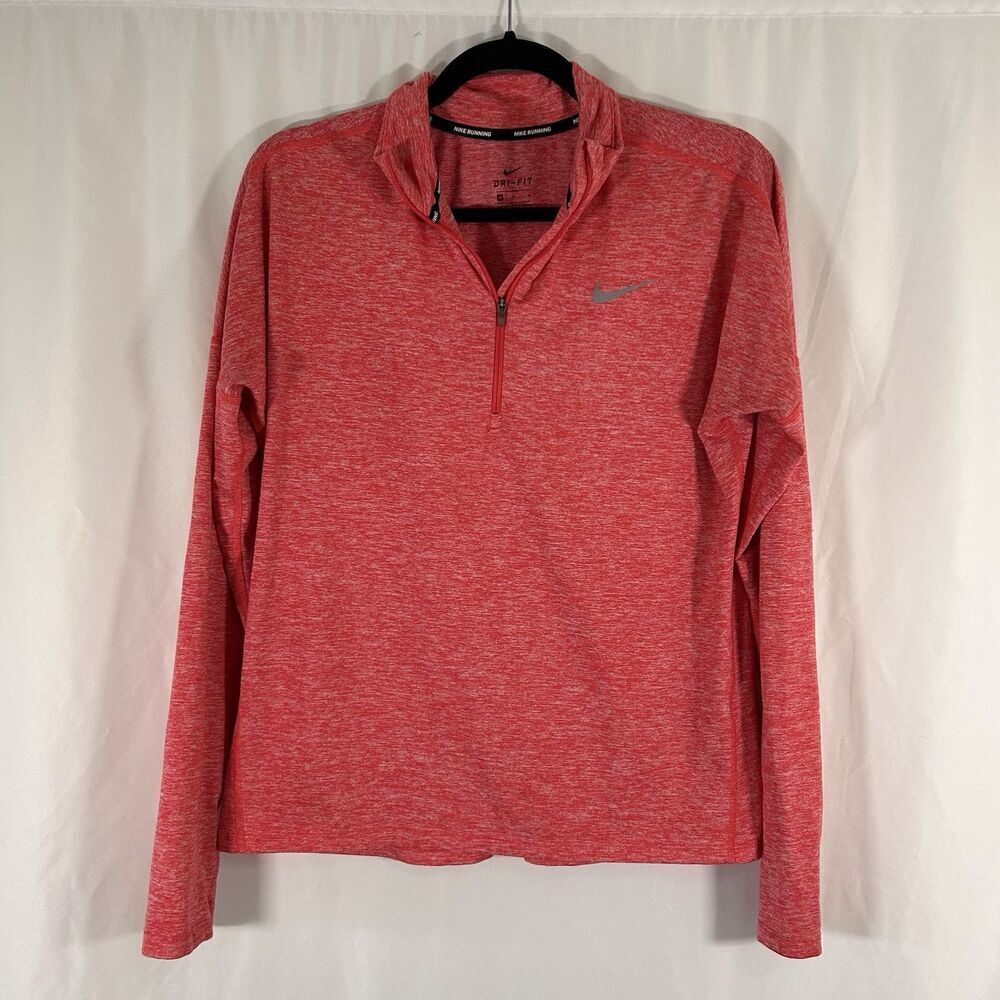 Nike Running Sweater Women's Medium Heathered Red 1/4 Zip Turtleneck Pullover